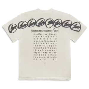 2021 Travis Scott Cactus Jack for Fragment Manifest Graphic T-Shirt - Image 2