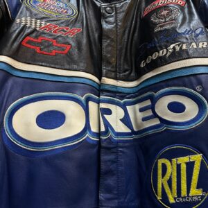 Vintage 90's Chase Authentic by JH Design Dale Earnhardt Jr. Oreo/Ritz NASCAR Leather Racing Jacket - Image 2