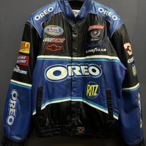 Vintage 90's Chase Authentic by JH Design Dale Earnhardt Jr. Oreo/Ritz NASCAR Leather Racing Jacket