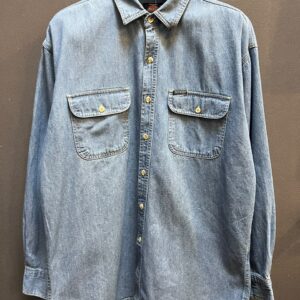 00's Dickies Blue Wash Denim Dual Chest Pocket Work Shirt Long-sleeve