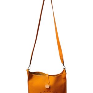 Hermes Orange Togo Leather Perforated ‘H’ Logo Signature Saddle-Inspired Tab Closure - Image 2